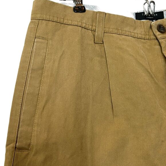 Ted Baker Pleated Tapered Trouser MMT-KURR Ultra Soft Camel Men's 32R NWT - Picture 5 of 12